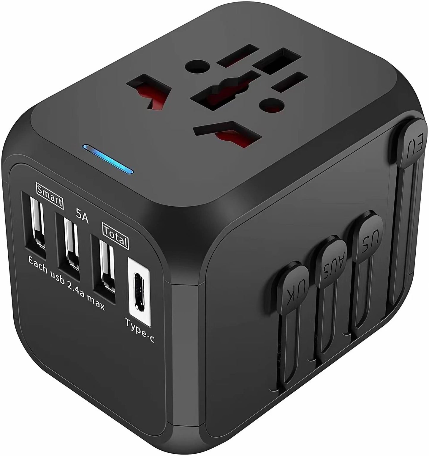 Universal Travel Adapter, Worldwide Travel Power Adapter, International Travel Plug All in One Power Plug Adapter with USB C Port Fast Wall Charging for European, Italy, US, AU & More 170 Countries